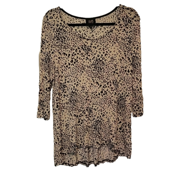 Anthropologie W5 Animal Print Sheer Blouse Top Large - Picture 1 of 8